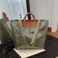 Kraft Paper Shoulder Bag Medium Square Tote in Neutral and Green Colors - Teleplus shoulder bag