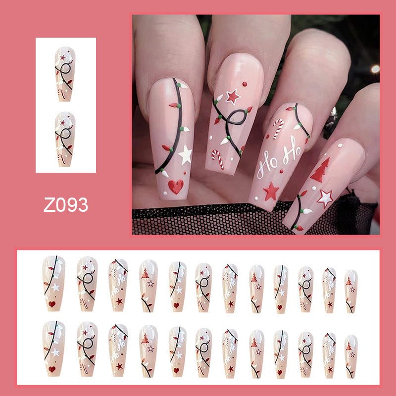 Ladies Ballet Fake Nails Set with Simple Pure Desire Christmas Style - christmas simple pure ballet fake nails desire