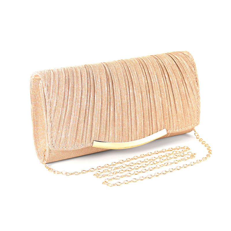 Ladies Dinner Bag with Solid Color Flap Chain Crossbody Clam shell Style - Teleplus ladies dinner bag solid color flap
