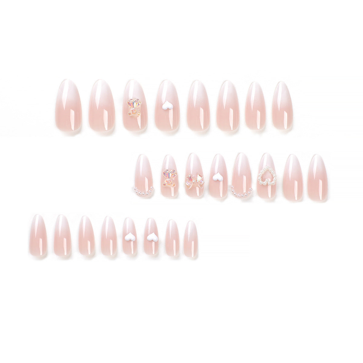 Ladies French Gradient Wear Nails with Simple Design and Glue - Teleplus simple french gradient wear nail