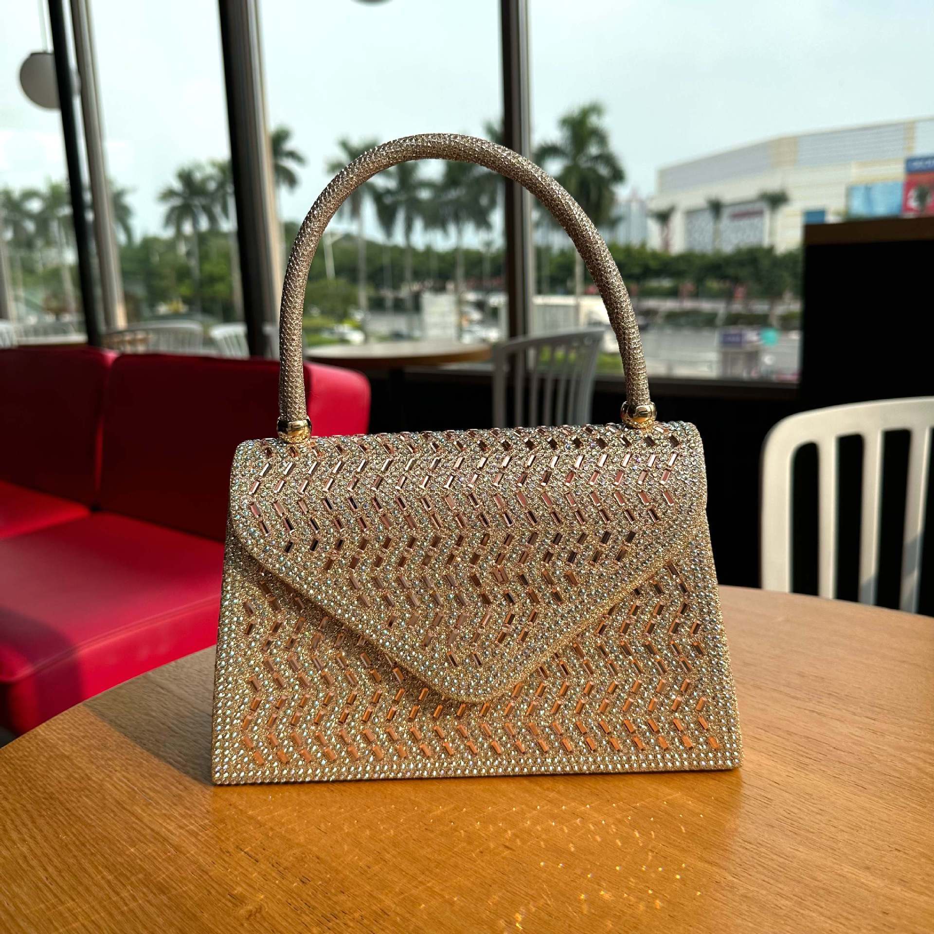 Ladies Hand Bag with Rhinestone Dinner Style Nylon Suitcase for the United States - ladies hand bag rhinestone dinner