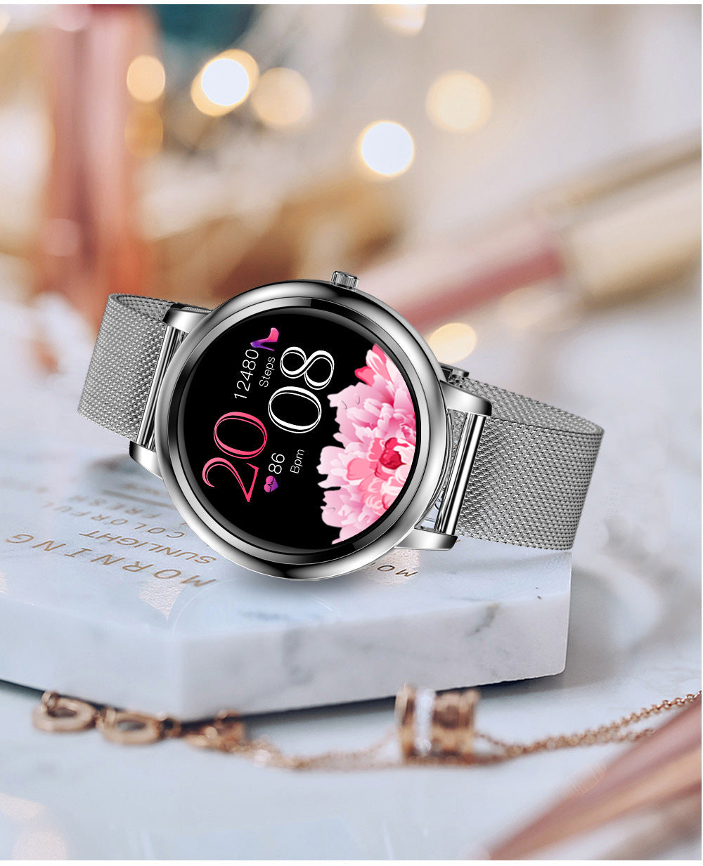 Ladies Smart Watch with Optional UI Leather and USB Charging in the United States - Glam US ladies smart watch optional