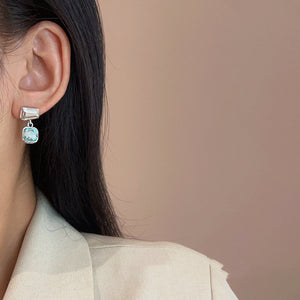 Lake Blue Square Electroplating Ear Studs for Women United States - Earrings Geometry Lovers lake blue square united
