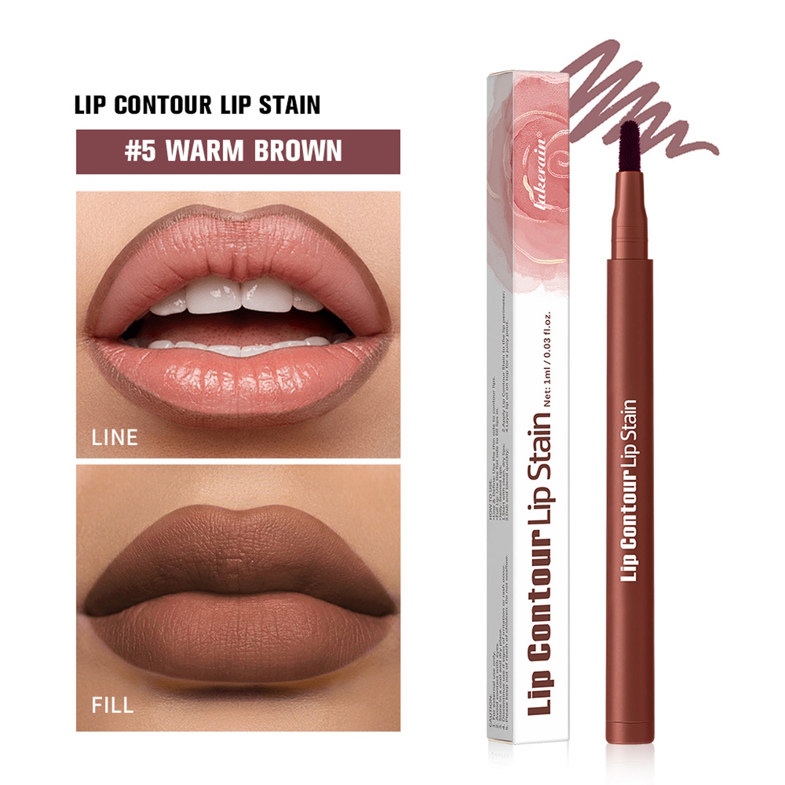Lakerain Lip Liner Long Lasting Waterproof Pencil in Soft Pink and Rosewood - lip liner lakerain lipstick