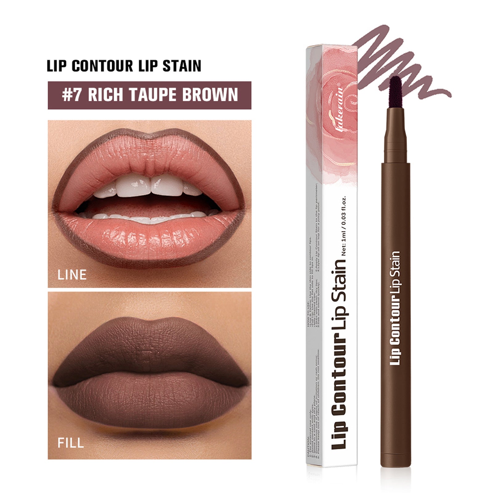 Lakerain Lip Liner Long Lasting Waterproof Pencil in Soft Pink and Rosewood - lip liner lakerain lipstick