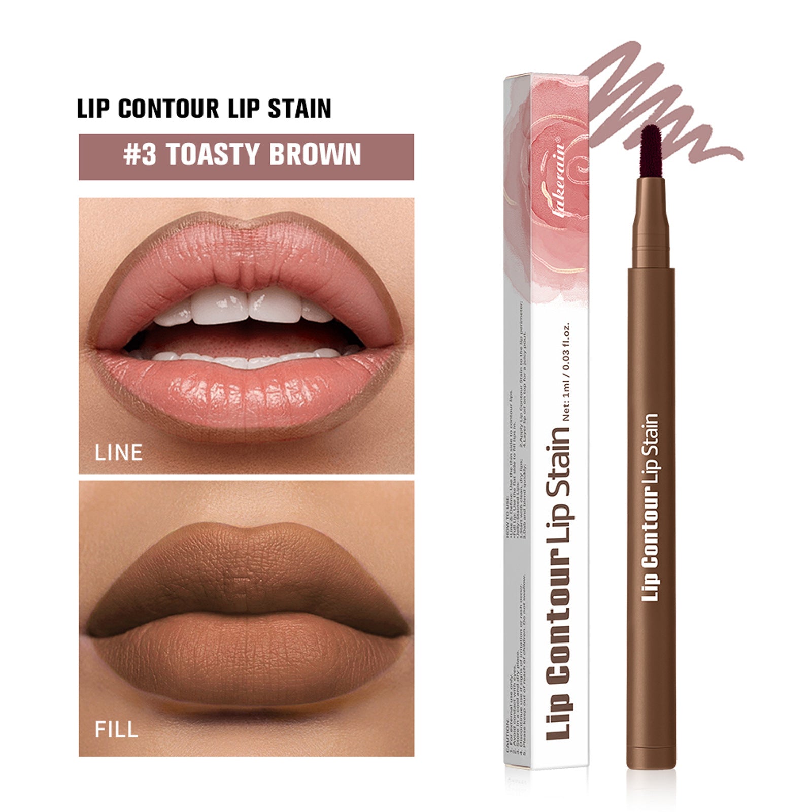 Lakerain Lip Liner Long Lasting Waterproof Pencil in Soft Pink and Rosewood - lip liner lakerain lipstick