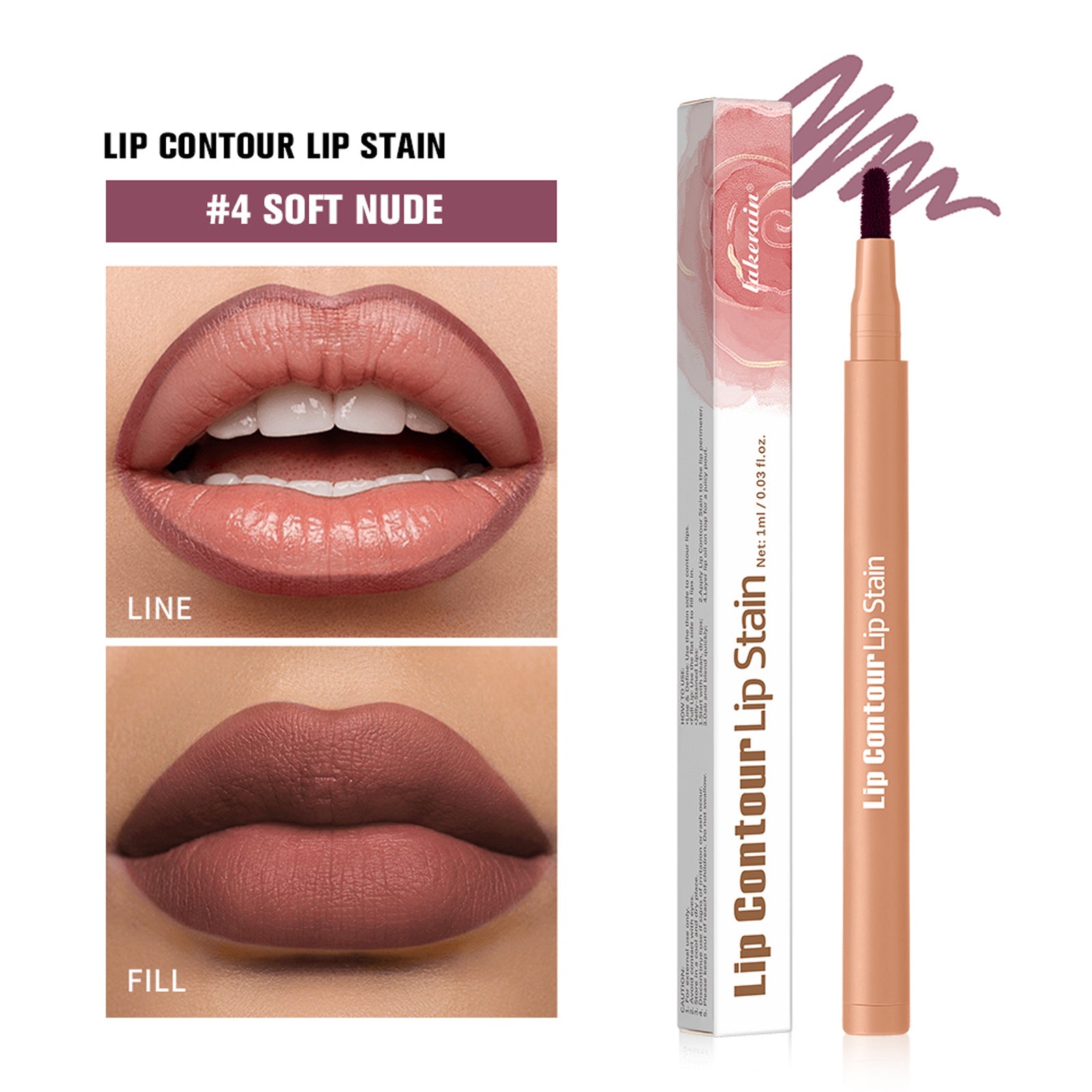 Lakerain Lip Liner Long Lasting Waterproof Pencil in Soft Pink and Rosewood - lip liner lakerain lipstick