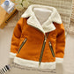 Lamb Wool Coat with Thickened Fleece Lining and Zipper Closure - Teleplus thickened fleece wool lamb coat