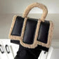 Lamb Wool Portable Crossbody Bag with PU Strap for Fashion and Storage - lamb wool portable fashion crossbody bag
