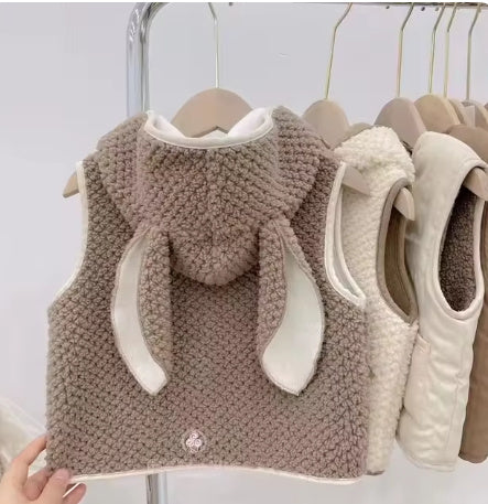 Lambswool Hooded Vest for Men and Women Fashionable Outerwear Beagle Cartoon - Teleplus lambswool hooded vest