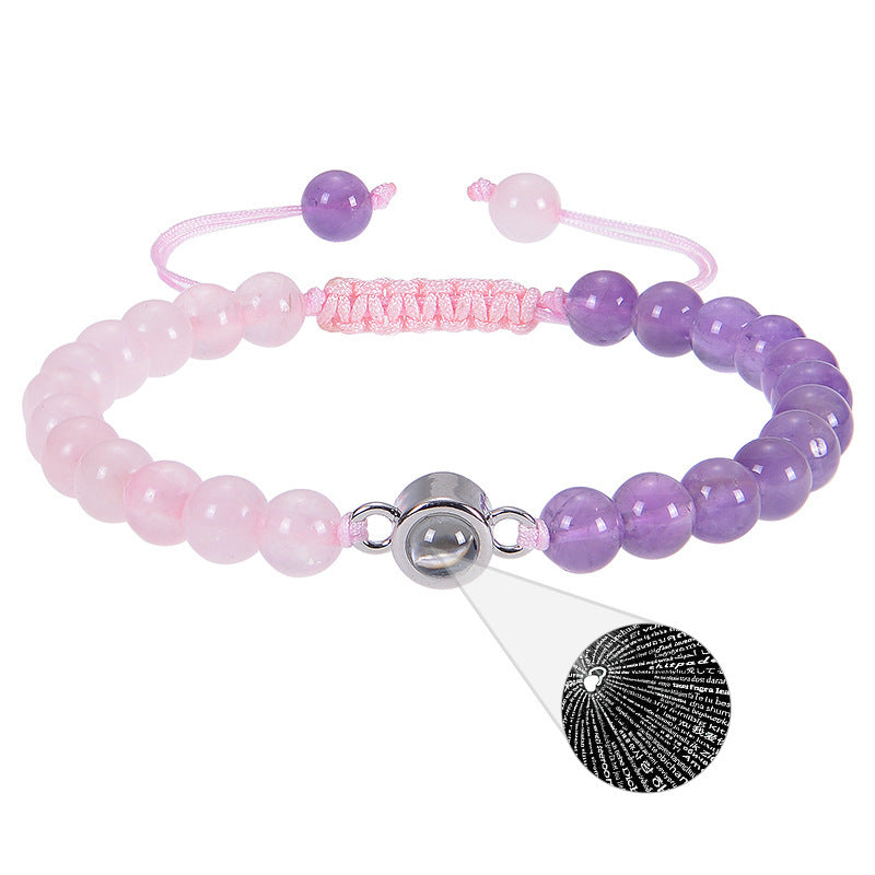 Language Projection Stone Bracelet Natural Amethyst - Natural Amethyst Stone Projection Bracelet Online