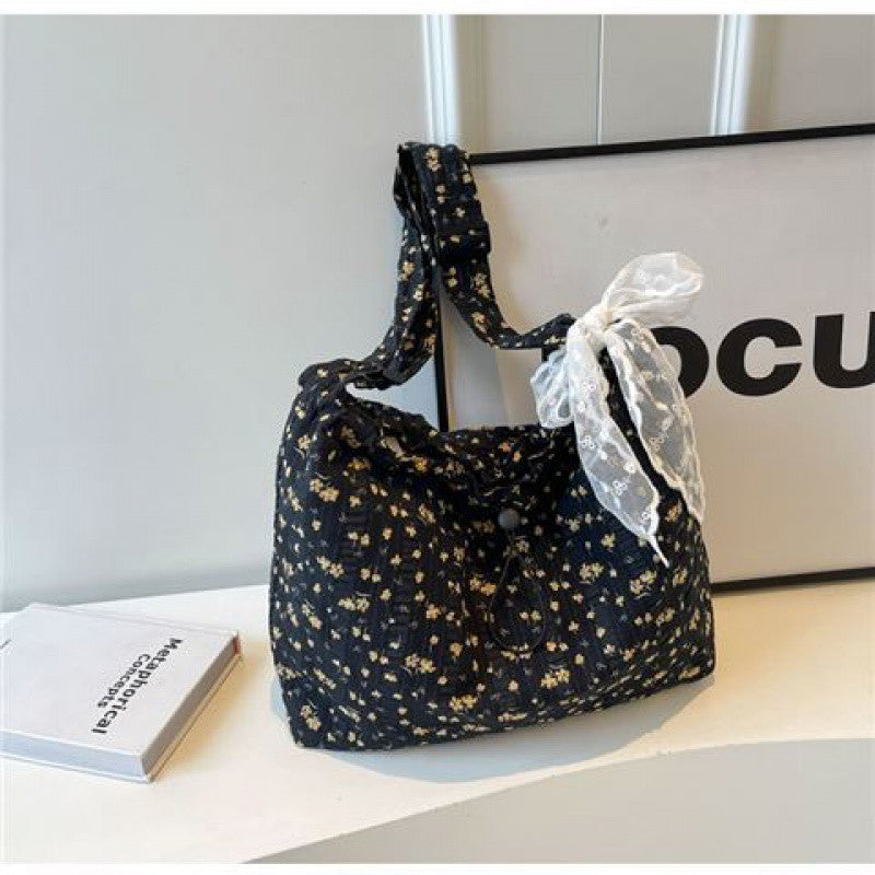 Large Capacity Canvas Bag for Leisure and Travel with Beautiful Flower Design - canvas bag large capacity leisure