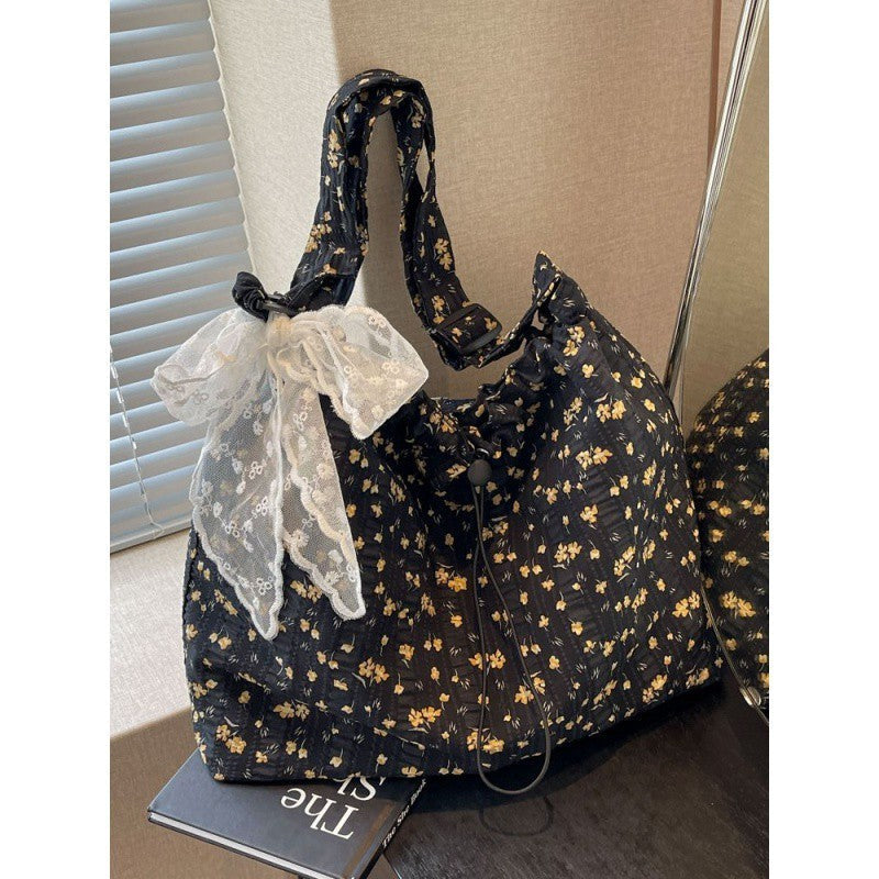 Large Capacity Canvas Bag for Leisure and Travel with Beautiful Flower Design - canvas bag large capacity leisure