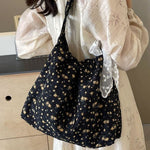 Large Capacity Canvas Bag for Leisure and Travel with Beautiful Flower Design - canvas bag large capacity leisure