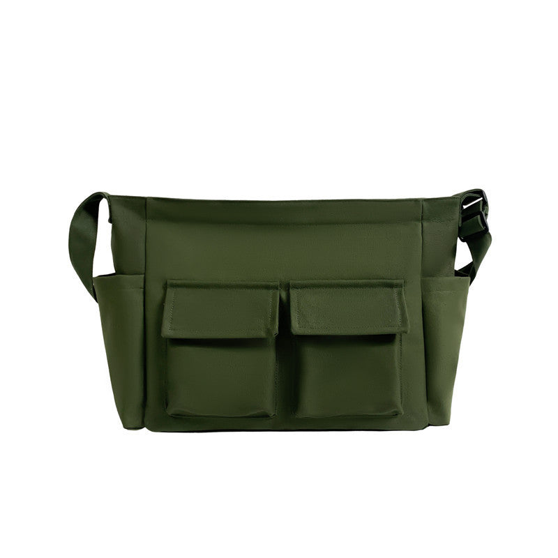 Large Capacity Canvas Shoulder Bag for Youth with Multiple Pockets - Teleplus youth shoulder bag ins large capacity