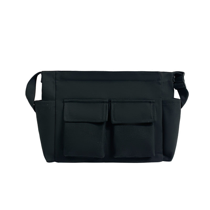 Large Capacity Canvas Shoulder Bag for Youth with Multiple Pockets - Teleplus youth shoulder bag ins large capacity