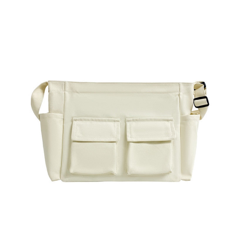 Large Capacity Canvas Shoulder Bag for Youth with Multiple Pockets - Teleplus youth shoulder bag ins large capacity