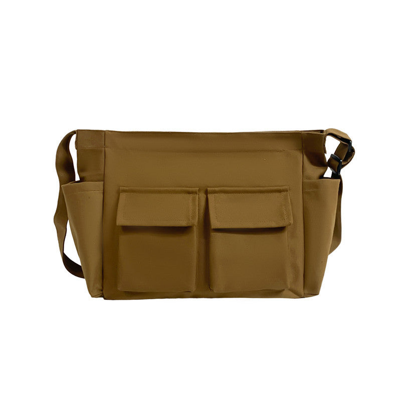 Large Capacity Canvas Shoulder Bag for Youth with Multiple Pockets - Teleplus youth shoulder bag ins large capacity