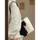 Large Capacity Canvas Shoulder Bag with Bow Tote Design - bow tote large capacity canvas shoulder bag