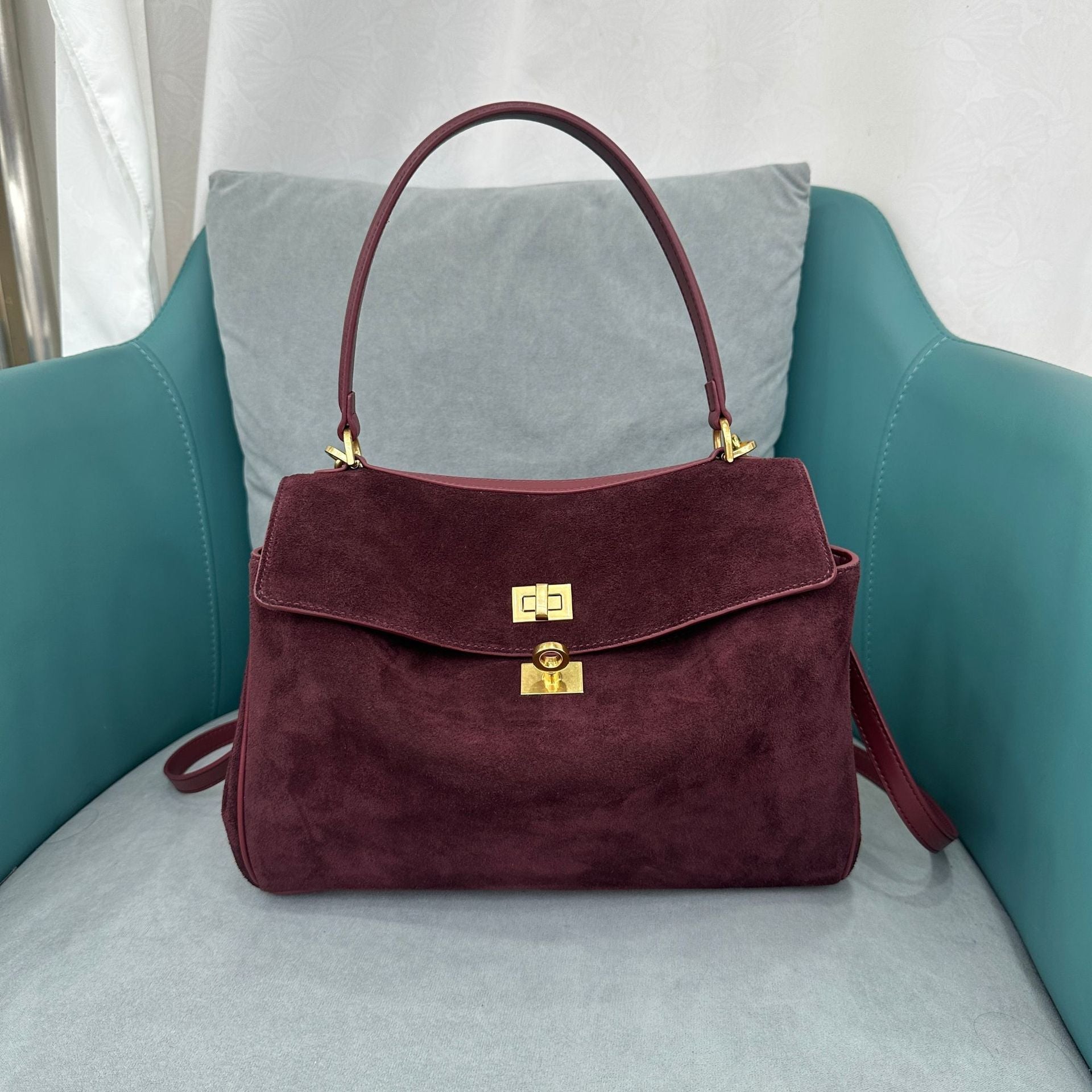 Large Capacity Cow Split Leather Shoulder Bag for Commuters in Various Sizes - Commuter Men and Women large capacity