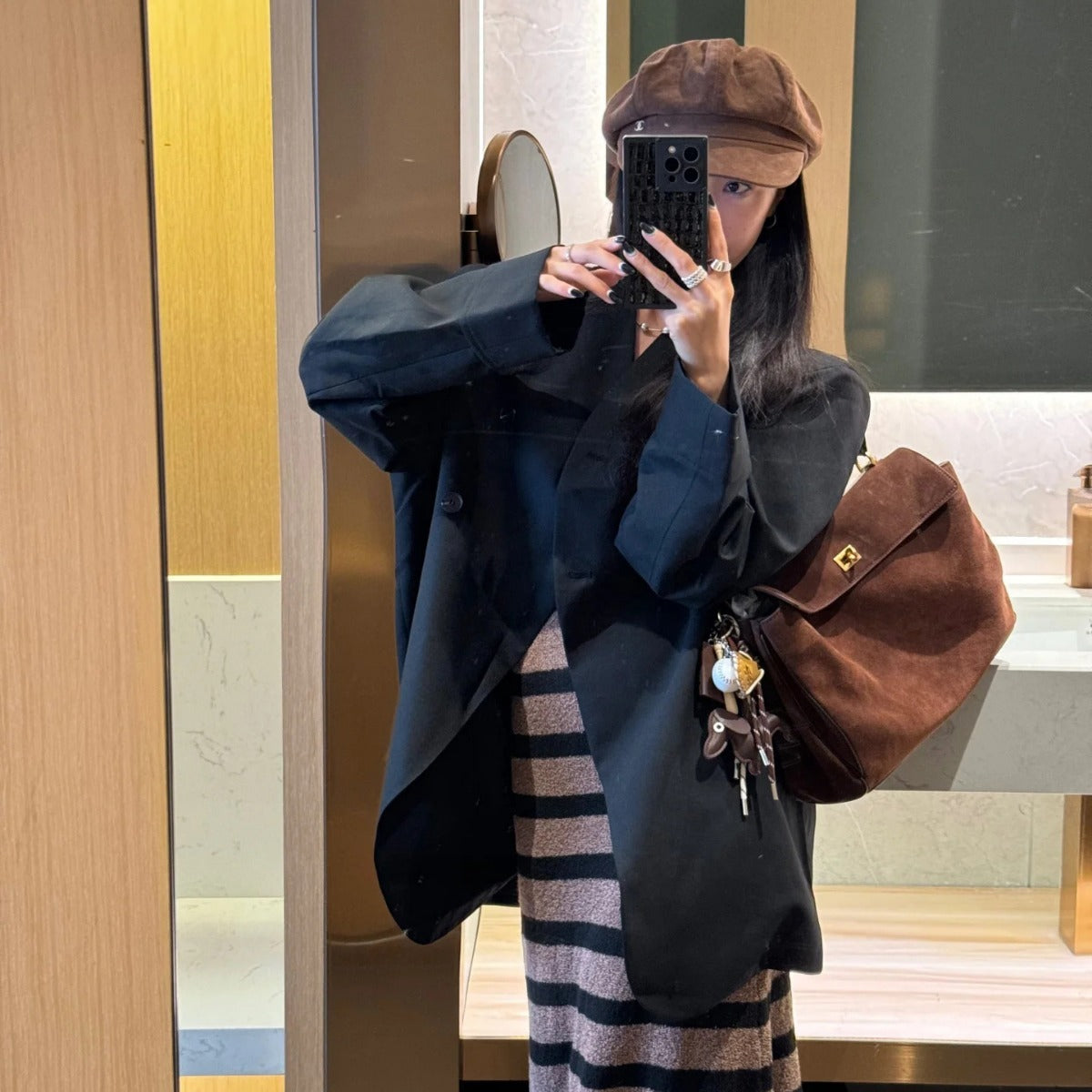 Large Capacity Cow Split Leather Shoulder Bag for Commuters in Various Sizes - Commuter Men and Women large capacity
