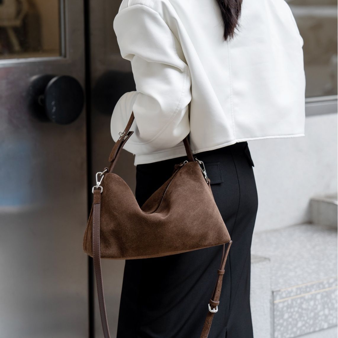 Large Capacity Crossbody Bag with Genuine Leather in Multiple Colors - for Korean Fashion korean fashion simple large