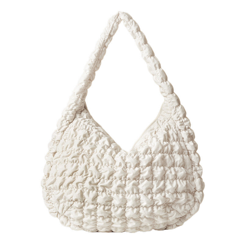 Large Capacity Crossbody Bag with Rhombus Pleated Design and Sandwich Pocket - large capacity crossbody rhombus pleated