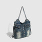 Large Capacity Fashion Jean Bag Retro Underarm Shoulder Clamshell Style - large capacity fashion jean bag retro