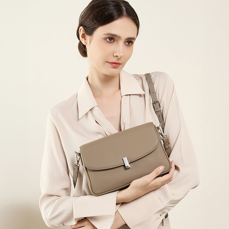 Large Capacity Genuine Leather Crossbody Bag with Inner Mobile Phone Pocket - Teleplus for Men large capacity genuine