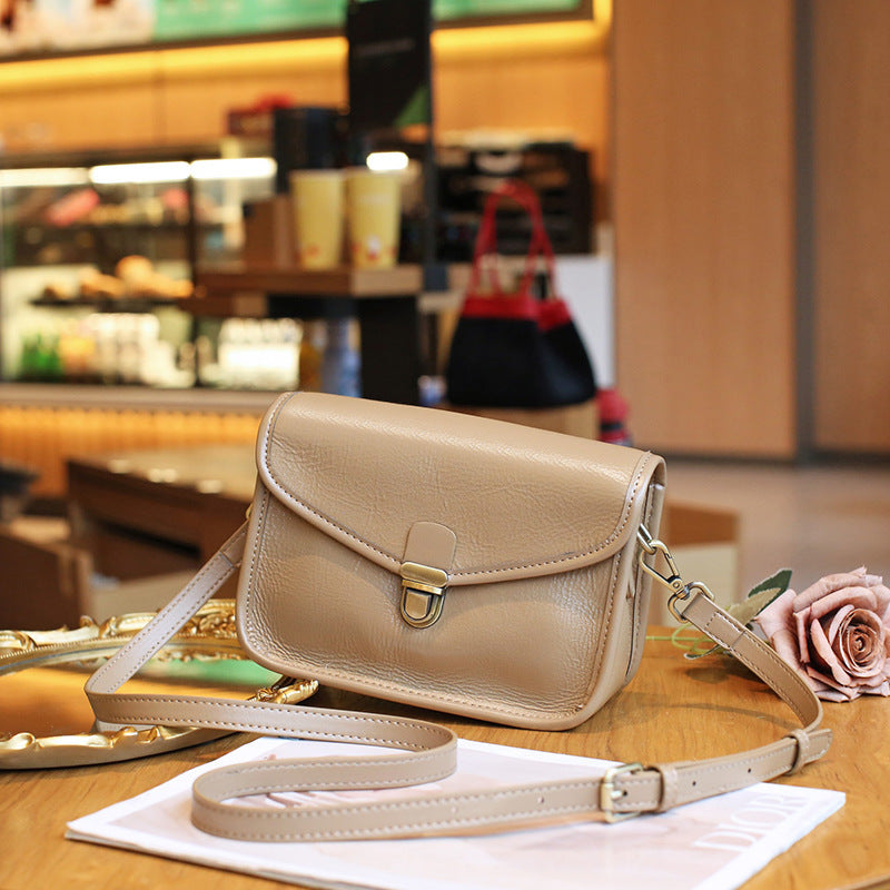 Large Capacity Genuine Leather Messenger Bag with Sunset Yellow and Brown Tones - High Sense messenger bag large