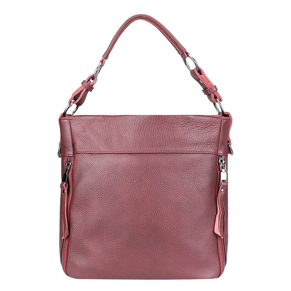 Large Capacity Genuine Leather Tote with Double Shoulder Connectors - large capacity genuine leather tote shoulder