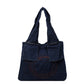 Large Capacity Handbag with Denim Retro Style and Vertical Square Design - shoulder bag large capacity handbag denim