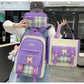 Large Capacity High School Plaid Three-piece Set Junior High School Student Elementary School Studebt Backpack - School