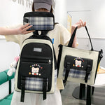 Large Capacity High School Plaid Three-piece Set Junior High School Student Elementary School Studebt Backpack - School