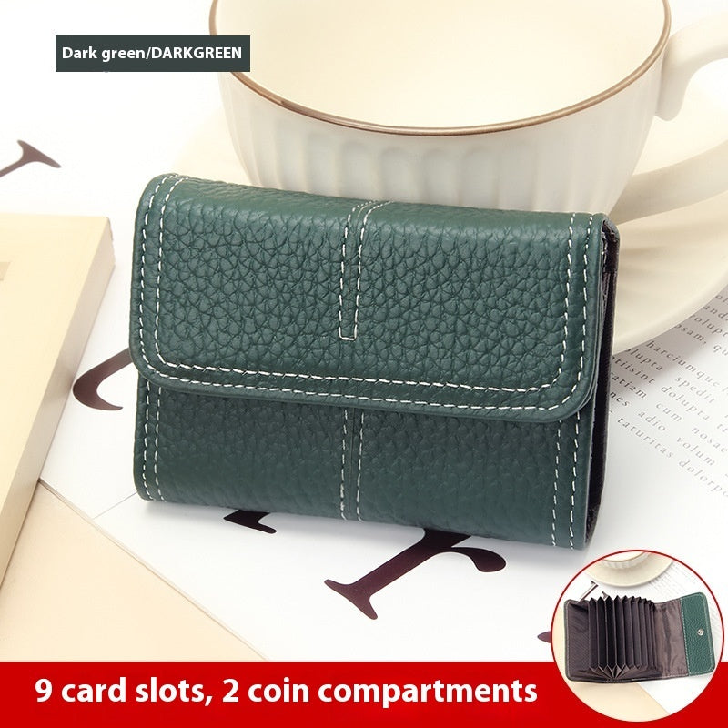 Large Capacity Leather Card Holder in Multiple Colors with Layer Cowhide Finish - for Certificates layer cowhide card