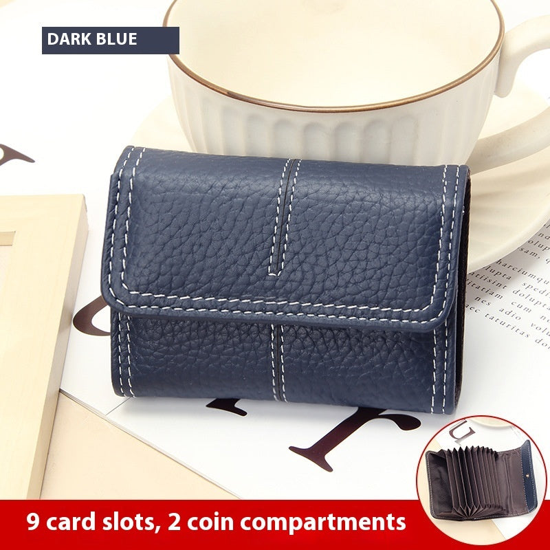 Large Capacity Leather Card Holder in Multiple Colors with Layer Cowhide Finish - for Certificates layer cowhide card