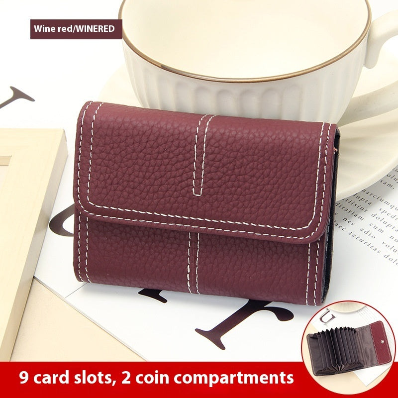 Large Capacity Leather Card Holder in Multiple Colors with Layer Cowhide Finish - for Certificates layer cowhide card