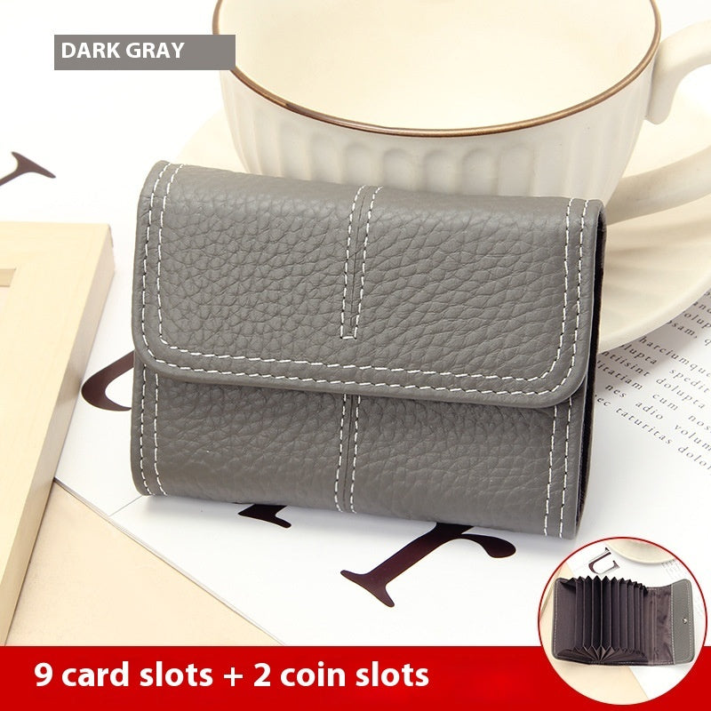 Large Capacity Leather Card Holder in Multiple Colors with Layer Cowhide Finish - for Certificates layer cowhide card