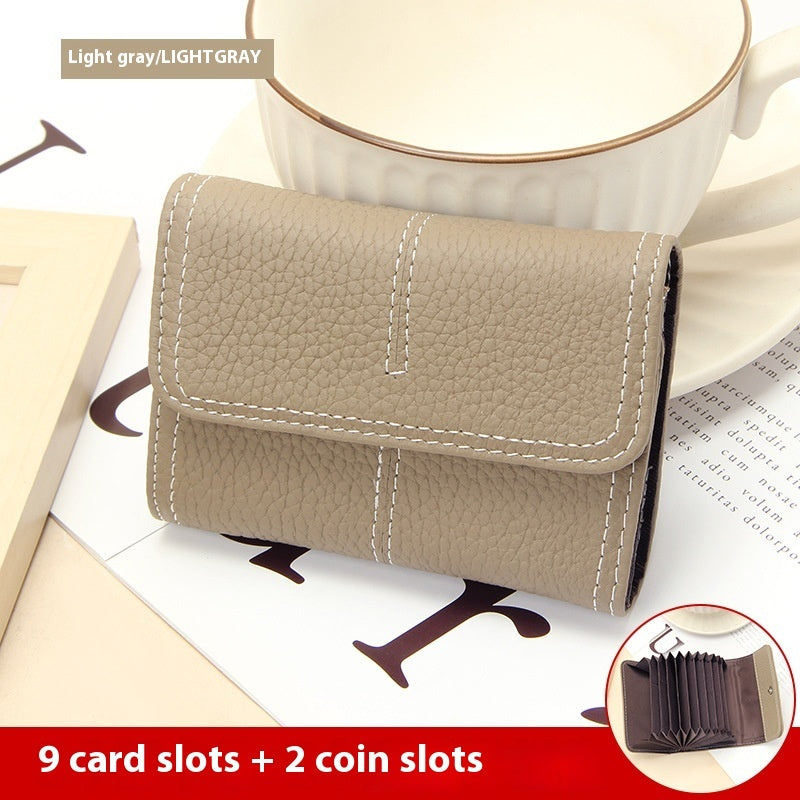 Large Capacity Leather Card Holder in Multiple Colors with Layer Cowhide Finish - for Certificates layer cowhide card