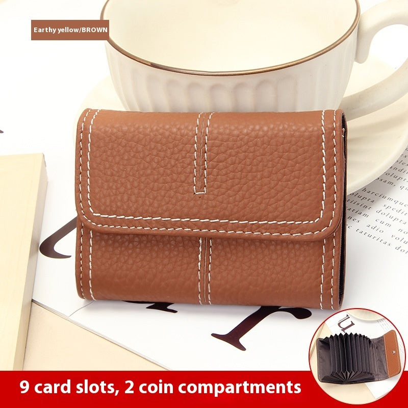 Large Capacity Leather Card Holder in Multiple Colors with Layer Cowhide Finish - for Certificates layer cowhide card