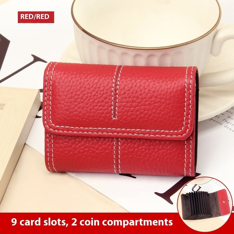 Large Capacity Leather Card Holder in Multiple Colors with Layer Cowhide Finish - for Certificates layer cowhide card