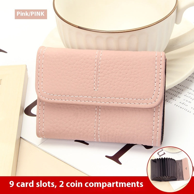 Large Capacity Leather Card Holder in Multiple Colors with Layer Cowhide Finish - for Certificates layer cowhide card