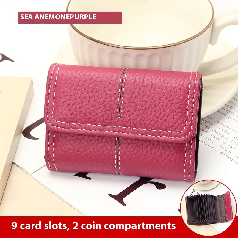 Large Capacity Leather Card Holder in Multiple Colors with Layer Cowhide Finish - for Certificates layer cowhide card