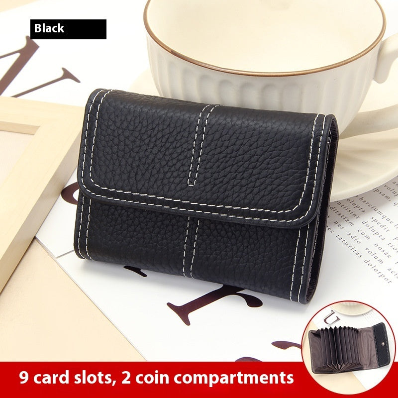 Large Capacity Leather Card Holder in Multiple Colors with Layer Cowhide Finish - for Certificates layer cowhide card