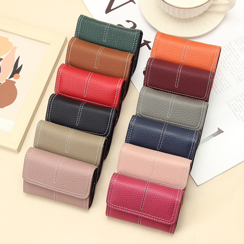 Large Capacity Leather Card Holder in Multiple Colors with Layer Cowhide Finish - for Certificates layer cowhide card