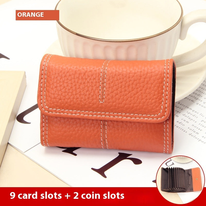 Large Capacity Leather Card Holder in Multiple Colors with Layer Cowhide Finish - for Certificates layer cowhide card