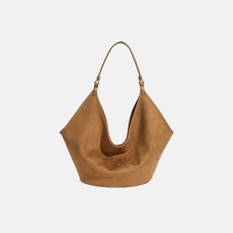 Large Capacity Leather Tote with Plush Stitching for Daily - Teleplus leather tote large capacity niche