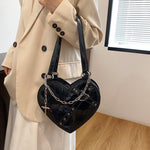 Large Capacity Love Shoulder Bag with Heart Shape Design and Multiple Pockets - Teleplus bags large capacity love