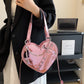 Large Capacity Love Shoulder Bag with Heart Shape Design and Multiple Pockets - Teleplus bags large capacity love