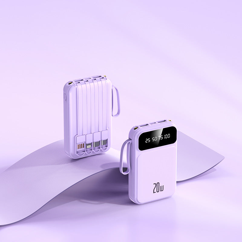 Large Capacity Mini Power Bank with Cable and Compact Design - Teleplus cable power bank large capacity mini